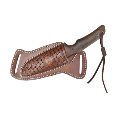 Afbeelding van TOURBON Lederen Horizontale Mes Schede voor Riem EDC Holster Rechte Tool Pouch Handgemaakte Gift Mannen