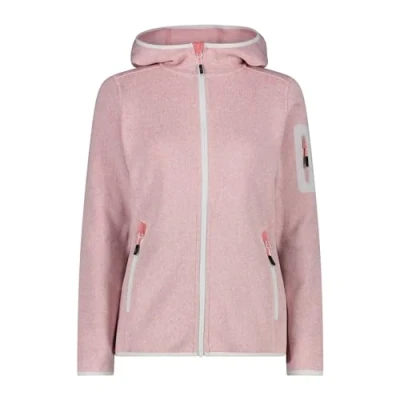 Afbeelding van CMP Knit Tech damesjas met vaste capuchon, roze wit, 40