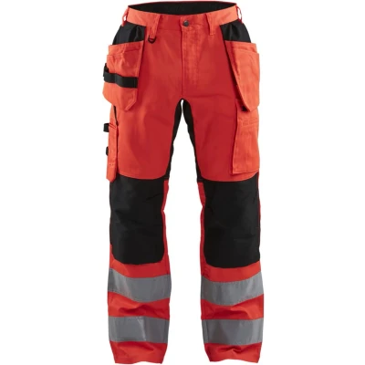 Afbeelding van Blaklader Werkbroek met stretch High Vis 1552 1811 Rood/Zwart