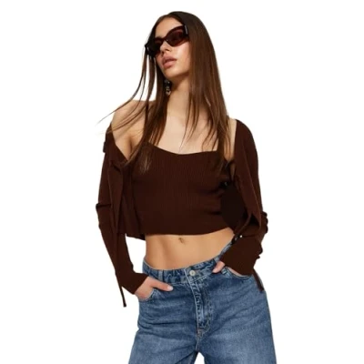 Afbeelding van Trendyol TWOSS21HI0002 Volwassenen Vrouwen Hesje single Bruin S