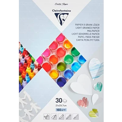 Afbeelding van Clairefontaine Ref 97242C PaperTouch teken en schilderpapier (Pack van 30 vellen) A4 (210 x 297mm) in grootte, 160gsm papier Geschikt voor pennen, potloden, viltpunten wit