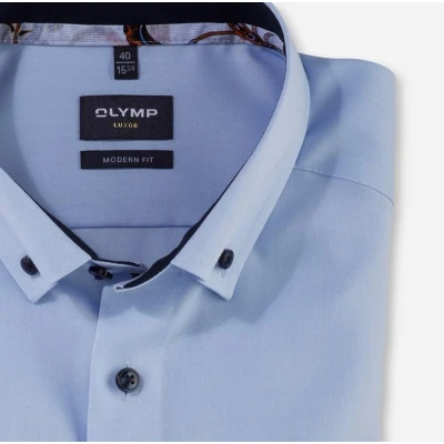 Afbeelding van OLYMP overhemd Luxor Modern Fit heren lichtblauw effen