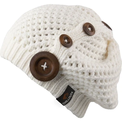 Afbeelding van Chillouts beanie muts met knopen white in one size