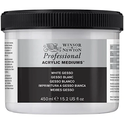 Afbeelding van Winsor &amp; Newton 3050920 Professionele acrylverf White Gesso, hoge dekking, kunstenaarskwaliteit, lichtecht 450ml Pot