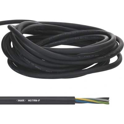 Afbeelding van 10 meter Lapp 16001233 H07RN F 4x1,5 mm² flexibele rubberen kabel met aardgeleider I UV bestendige voor buitengebruik oliebestendig koudebestendig aansluitkabel 4G1,5 mm2 zwart
