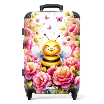 Afbeelding van NoBoringSuitcases.com® Kinderkoffer bloemen bij Trolley koffer kind 20 kg bagage