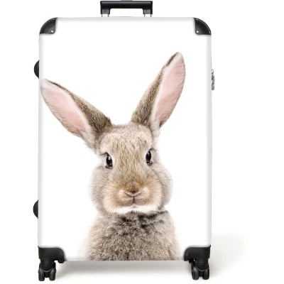 Afbeelding van NoBoringSuitcases.com® Koffer groot Reiskoffer lichtgewicht Konijn Dieren Natuur Bruin Rolkoffer met 4 wielen Grote trolley XL 98 liter bagage