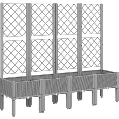 Afbeelding van Plantenbak met latwerk 160x40x142 cm polypropeen lichtgrijs