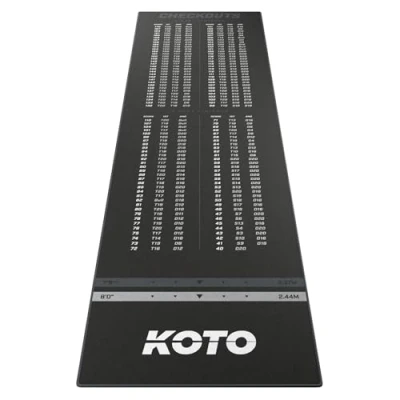 Afbeelding van KOTO Check Out Tapijt Grijs 285 x 80 cm, Incl. Score indicatie &amp; Oche Professionele Dartmat, Bescherming Vloer Dartpijlen, Dart Mat