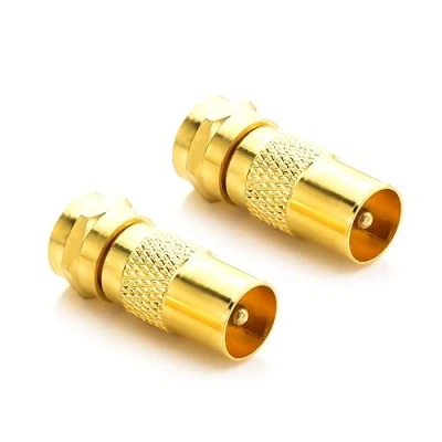 Afbeelding van deleyCON 2 Stukken SAT Antenne Adapter Kabel naar als SET F Connector IEC Koppelen Verbindingen Coaxiale Verguld
