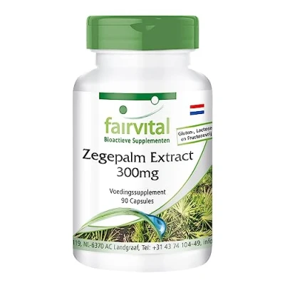 Afbeelding van Fairvital Zaagpalm capsules extract 300mg kwartaal voorraad HOOG GEDOSEERD VEGAN 90 met bèta sitosterol
