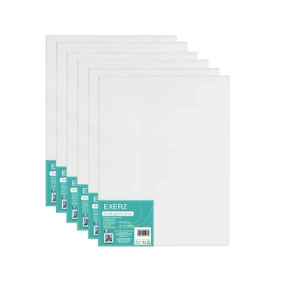 Afbeelding van Exerz 40x50cm Canvaspanelen 6 Stuks/schilderkarton 0.3cm dik 280gsm 100% katoen/wit kunstcanvas paneel voor acrylverf &amp; olieverf drievoudig geprimeerd/zonder zuur/middenkorrelig