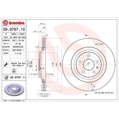 Afbeelding van Brembo Remschijf 09.9767.11