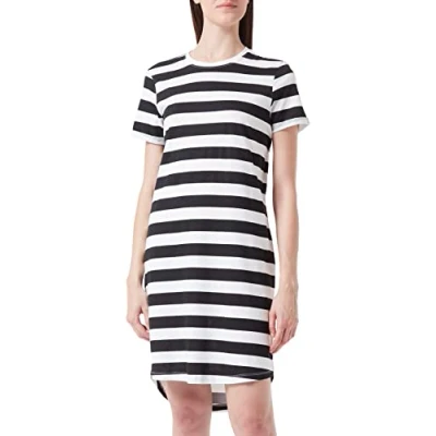 Afbeelding van ONLY Dames ONLMAY S/S Stripe Jurk JRS Jurk, Zwart/Stripes: Cloud Dancer (kia), S