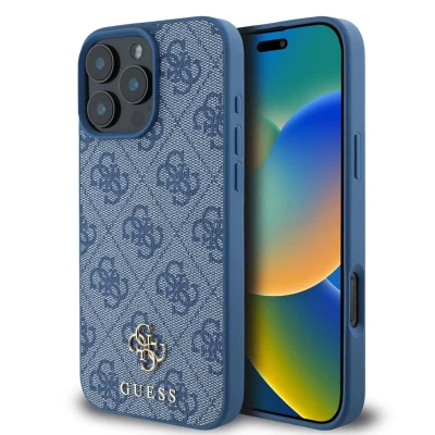 Afbeelding van Guess Hoesje Geschikt voor iPhone 16 Pro Backcover 4G Small logo MagSafe Blauw