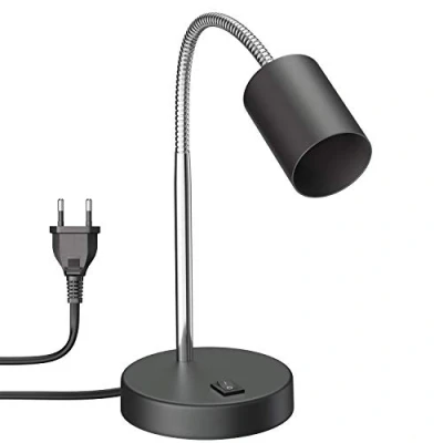 Afbeelding van ledscom.de Tafellamp WAIKA, zwanenhals, schakelaar, zwart, 1x GU10 max. 60W, tafellamp, bureaulamp, bedlamp, bijzettafel