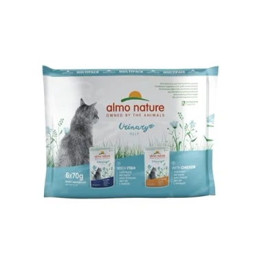 Afbeelding van Almo Nature Urinary Help multipack met vis en kip natvoer kat (70 g) 4 x (6 70