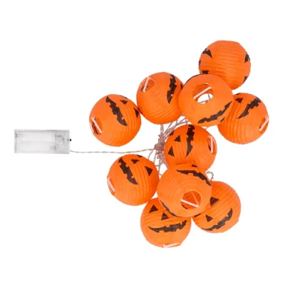 Afbeelding van Boland 73230 LED Sprookjesverlichting met pompoen lantaarns, lengte 185 cm, excl. 2 x AA batterij, Halloween decoratie, feestdecoratie