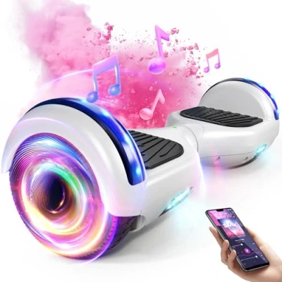 Afbeelding van hoverboard Complete voor kinderen, met LED lampjes en bluetooth, cadeau wit