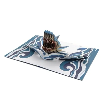 Afbeelding van Magalodon Shark 3D pop up kaart, handgemaakte wenskaart, Good Luck Get Well Binnenkort felicitatie verjaardag alle gelegenheden kaart