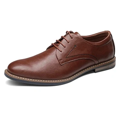 Afbeelding van Bruno Marc Herenkostuumschoenen, klassieke zakelijke leren schoenen, veterschoenen, Derby Oxfords, bruiloftsschoenen, bruin, 40 EU