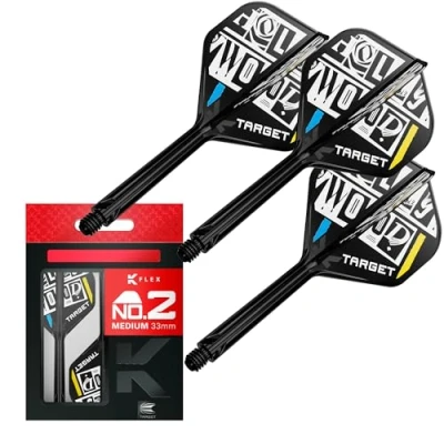 Afbeelding van Target Darts Chris Dobey K Flex Flights and Shaft System, Nr.2 Pak van 3 Kflex All In One Flights, Player Edition Accessoires Dart Stem Middel (33mm)