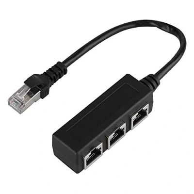 Afbeelding van Ausla Ethernet kabeladapter, RJ45 splitter, LAN verdeler 1 naar 3, netwerk adapterkabel, aansluiting