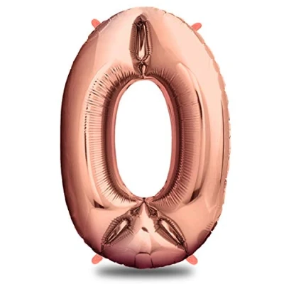 Afbeelding van envami® Folieballon met cijfer verjaardagsdecoratie, roségoud, 100 cm, decoratie voor verjaardag, ballon cijferdecoratie, Happy Birthday, verjaardagsdecoratie meisjes, vliegen