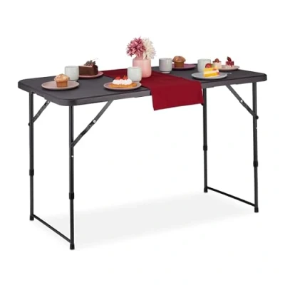 Afbeelding van Relaxdays campingtafel tuintafel picknicktafel inklapbaar vouwtafel 120 cm grijs