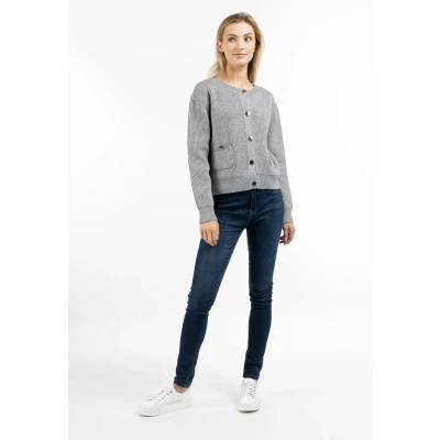 Afbeelding van Cardigan met knopen DREIMASTER XS/S / Grijs Melange 55% viscose 28% nylon 17% polyester