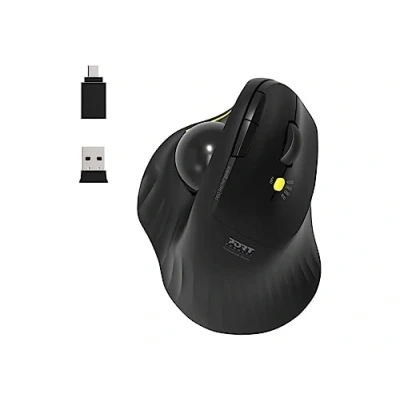 Afbeelding van PORT CONNECT Draadloze muis, ergonomisch, 2,4 GHz, oplaadbaar, Bluetooth, 5 toetsen &amp; stil, dual wireless, zwart