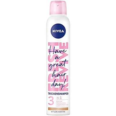 Afbeelding van NIVEA Fresh Revive droogshampoo voor middelgrote haartinten in 1 verpakking (1 x 200 ml), spray met direct effect en 3 voudige werking: extra mild, zonder resten, langdurige frisheid