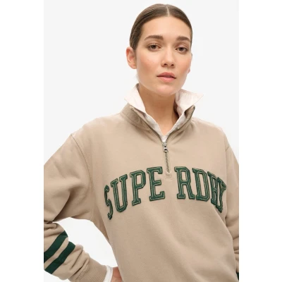 Afbeelding van Superdry Vrouwen Sweatshirt Athletic Essentials met Applicatie en Halve Rits Grijs Grootte: 40