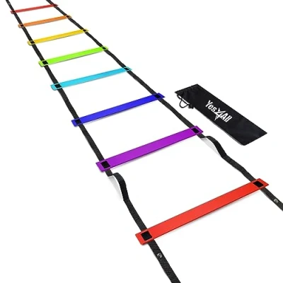 Afbeelding van Yes4All Unisex Znnt Agility Ladder Speed Training met Draagtas 8 Rung Regenboog, D. Rungs Grijs Teal UK