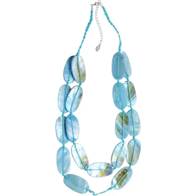 Afbeelding van Behave Gevlochten ketting met blauwe schelpen