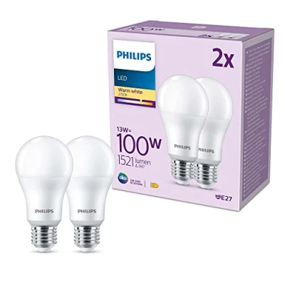Afbeelding van Philips LED Lamp E27 Warmwit Licht 100 W Mat 2 Lampen