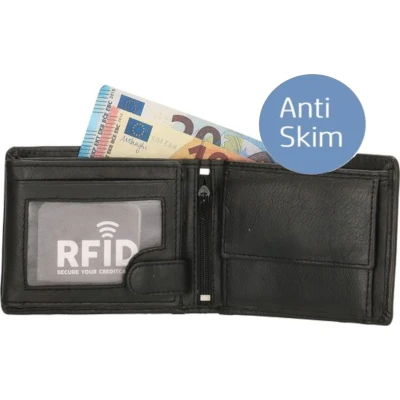 Afbeelding van Heren Portemonnee Bilfold Echt Leer Klein Model RFID
