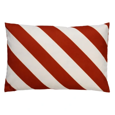 Afbeelding van Dutch Decor SANZENO Outdoor Kussenhoes 40x60 cm waterafstotend en uv bestendig gestreept Potters Clay wit oranje
