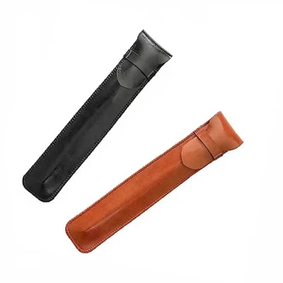 Afbeelding van Shuxy Leather Pennenhouder Handgemaakte vulpen Soft Pen Cover voor Apple potlood, balpen, Stylus Verpakking van 2 stuks (Zwart Brown)