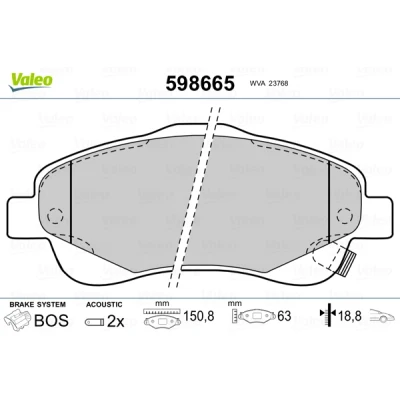 Afbeelding van Valeo Remblokset 598665