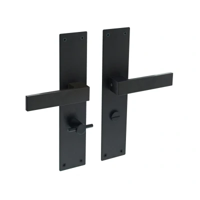 Afbeelding van Deurklink Amsterdam schild zwart 250x55x2mm wc63/8