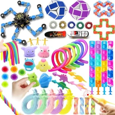 Afbeelding van 50 stuks fidget speelgoed, angstverlichtend speelgoed voor kinderen en volwassenen, vingerspeelgoed, stressvermindering autisme adhd, sensorisch