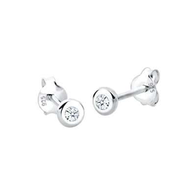 Afbeelding van Elli DIAMONDS Dames Basic Stud Oorbellen met Diamant (0.06 ct.) in 925 Sterling Zilver