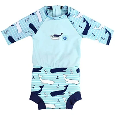 Afbeelding van Splash About Happy Nappy Sunsuit met herbruikbare zwemluier, Vintage Moby, 3 8 Maanden