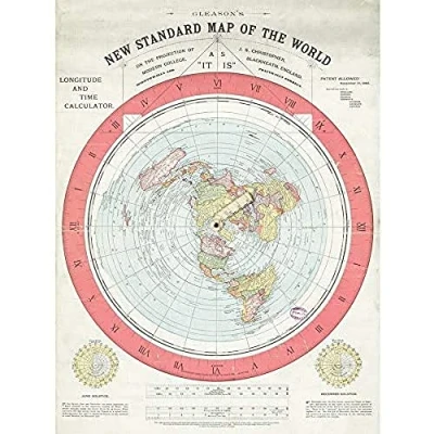 Afbeelding van Artery8 Kaart Gleason 1892 Wereld Tijd Calculator Platte Aarde Unframed Wall Art Print Poster Home Decor Premium