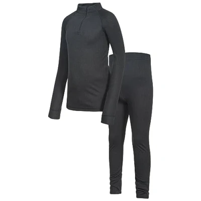 Afbeelding van Trespass Kinderen UNITE360 Sneldrogende basislaag set (broek en top met lange mouwen), Black X, 5/6