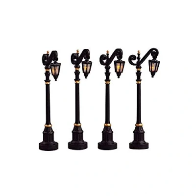 Afbeelding van Lemax &quot;;Colonial Street Lamp&quot;; Set van 4 stuks Verlicht accessoire Exclusief adapter (werkt ook op batterijen)