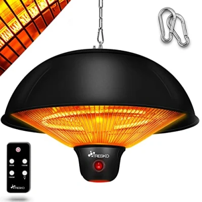 Afbeelding van TRESKO Plafondwarmtestraler, 1500 W, met afstandsbediening, warmtestraler,
