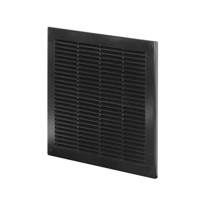 Afbeelding van Awenta Plastic Air Vent Grille Cover 300x300mm 12x12&quot;, Zwart met insectenrooster vliegnet, schroefgatdeksels voor een betere look