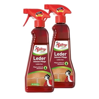 Afbeelding van Poliboy Leder kunstleer vochtige doekjes reinigen verzorging polijstmiddel lederen bescherming Made in Germany 2er Pack Intensiv Pflege 375ml